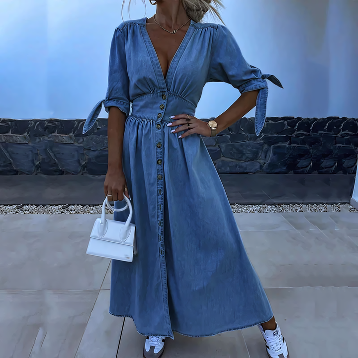 Mara - Elegante Denim Maxi Jurk