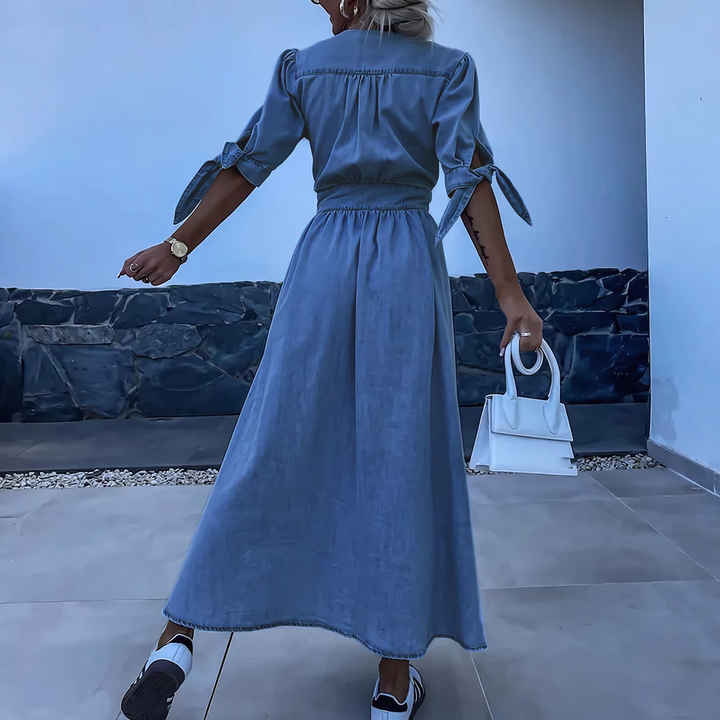 Mara - Elegante Denim Maxi Jurk