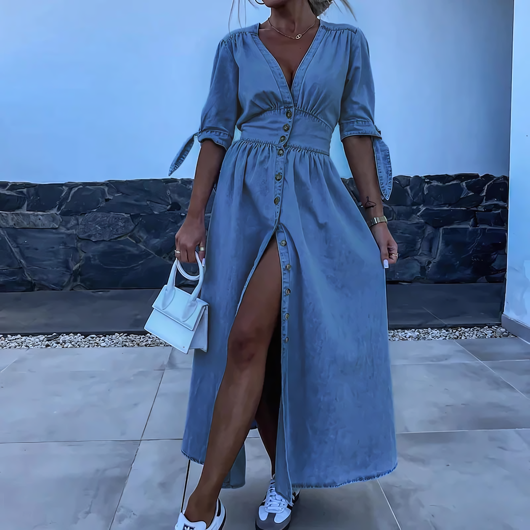 Mara - Elegante Denim Maxi Jurk